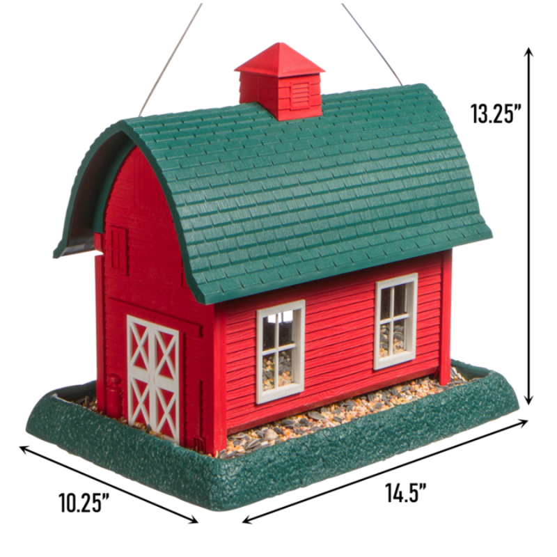 Village Collection Large Red Barn Bird Feeder