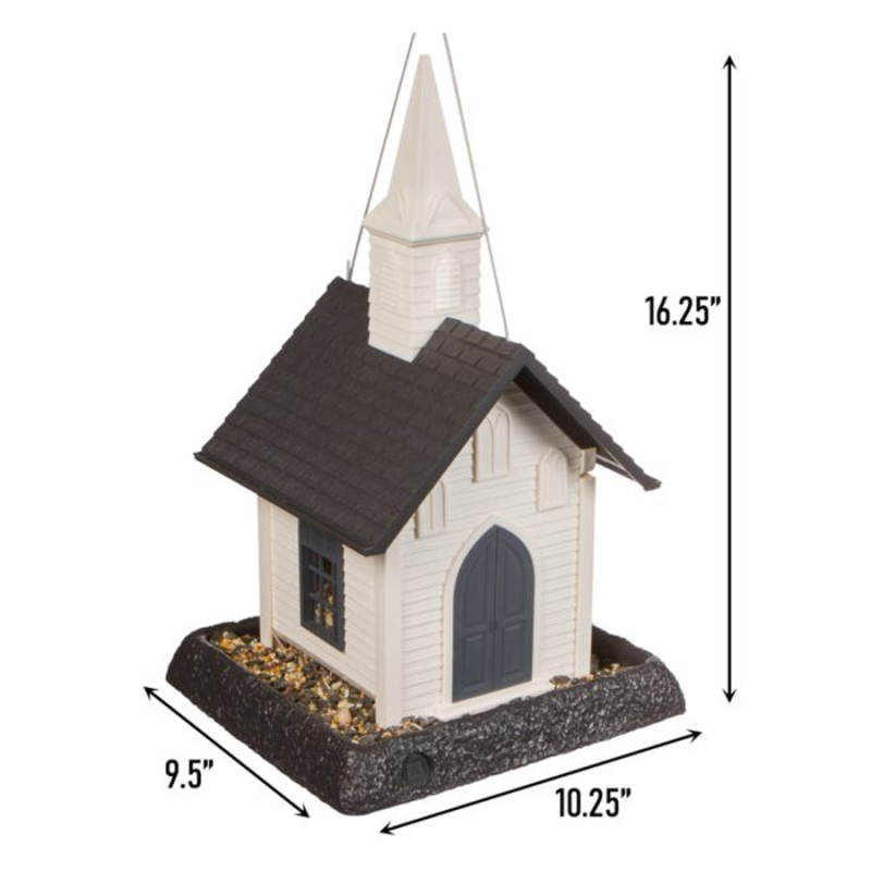 Village Collection White Church Bird Feeder