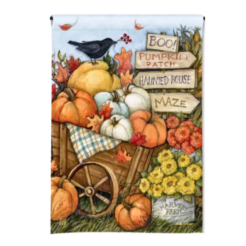 Fall Wheelbarrow House Flag