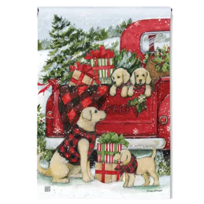 Christmas Puppies House Flag