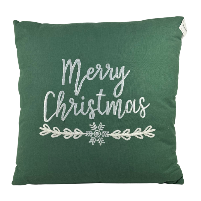 16" Indoor Green Christmas Pillow