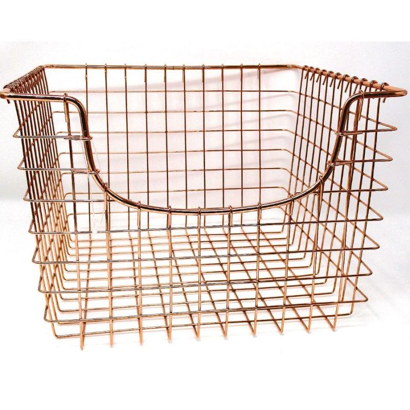 Copper Metal Scoop Front Basket | Let's Get Organized!