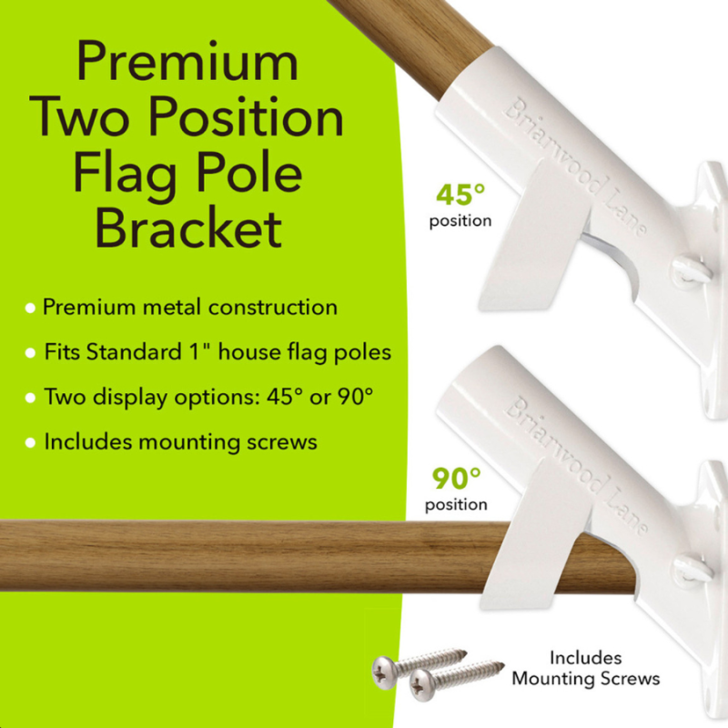 White 2 Position Metal Flag Pole Bracket