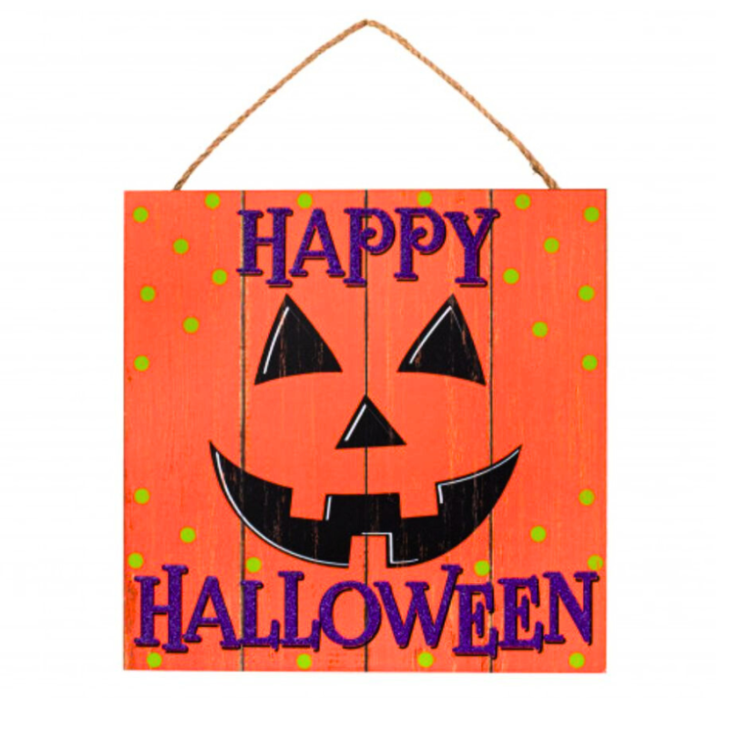 Happy Halloween Jack Glitter Sign