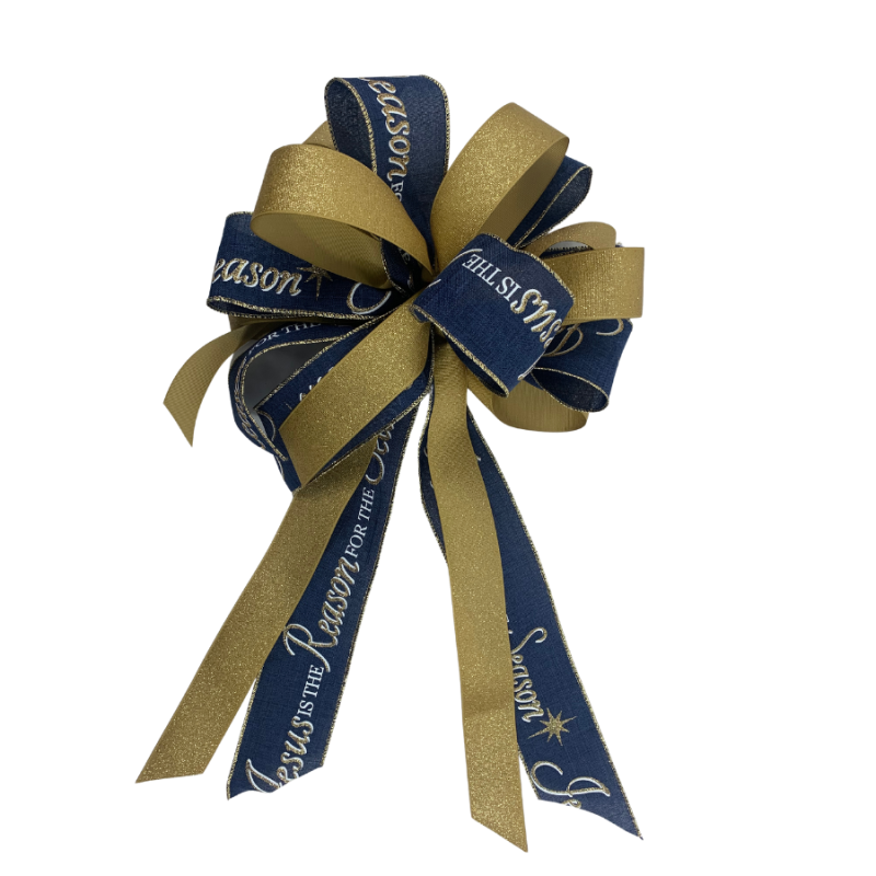 Blue & Gold Reason for the Season Custom Bow