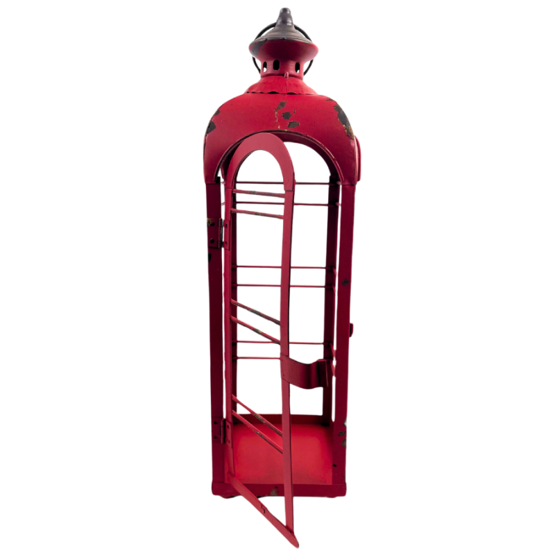 18" Metal Red Wire Terrarium Lantern