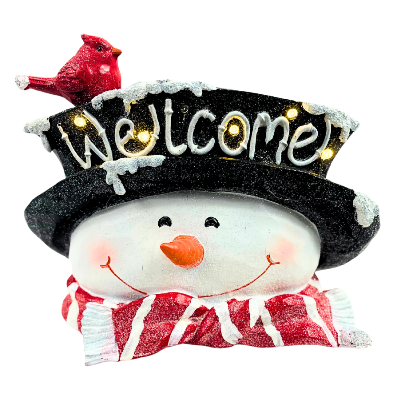 Resin Welcome Snowman Glow Head