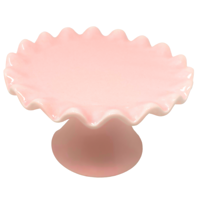 3" Scalloped Edge Pedestal Plate - Pink