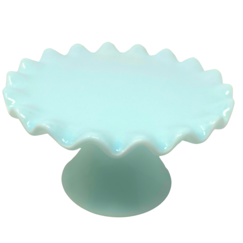 3" Scalloped Edge Pedestal Plate - Mint