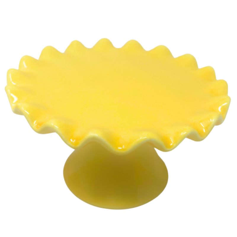 3" Scalloped Edge Pedestal Plate - Yellow