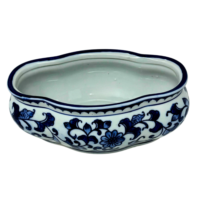 Oval Porcelain Chinoiserie Style Planter