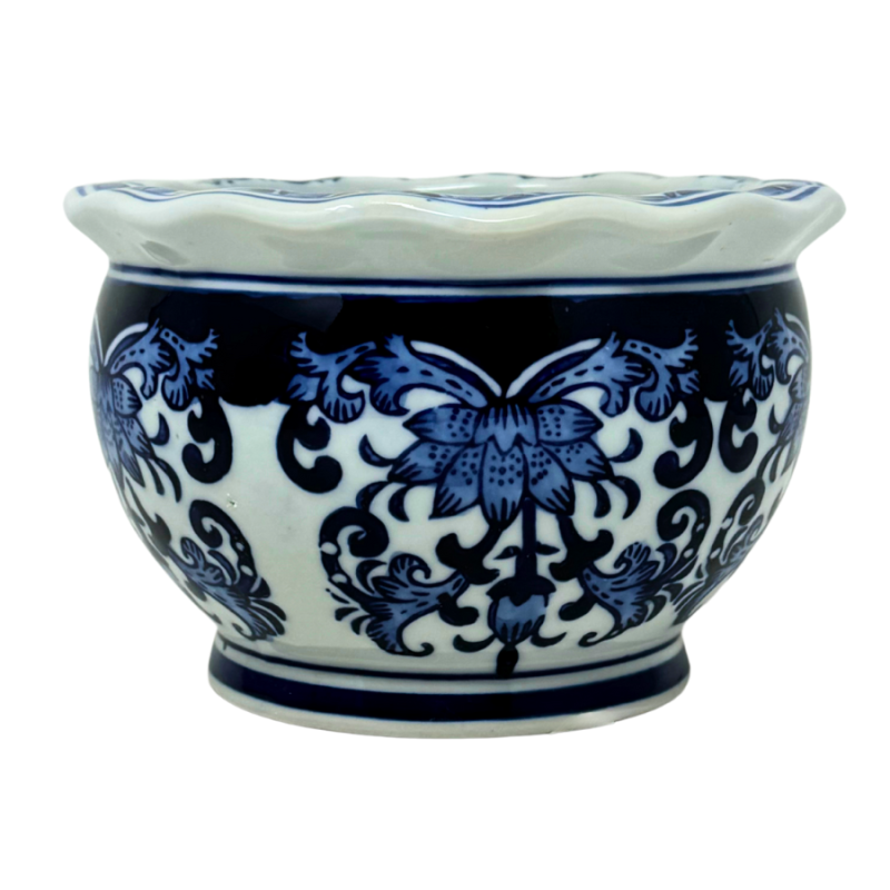 6" Porcelain Chinoiserie Style Planter