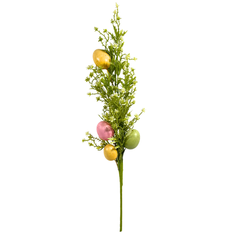 18" Pink, Yellow & Green Egg Floral Pick