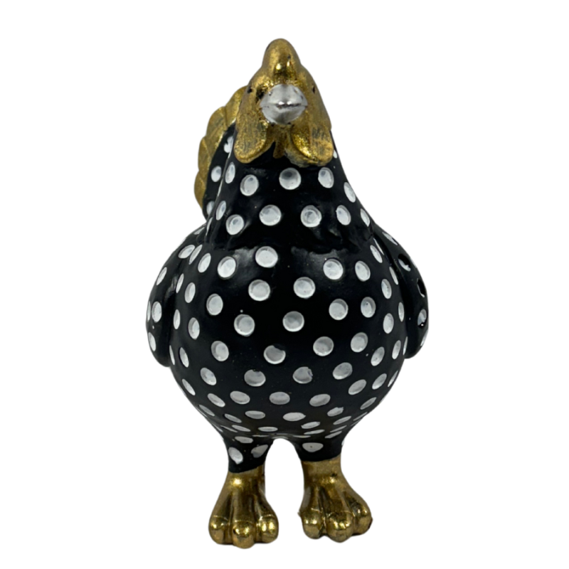 6" Black and White Polka Dot Rooster