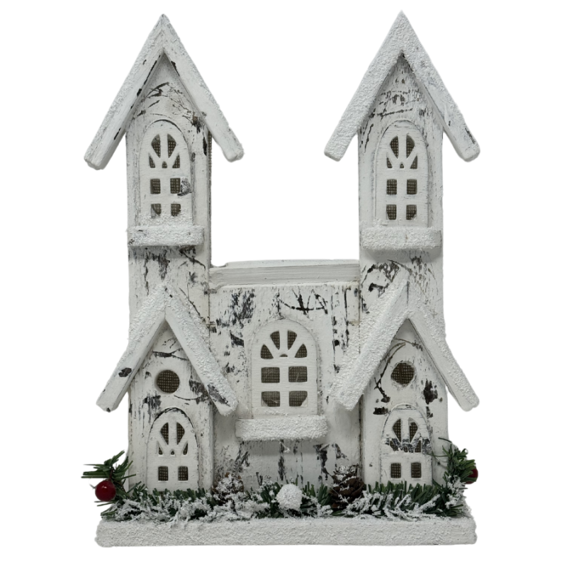 12" Lighted Townhouse with Snow