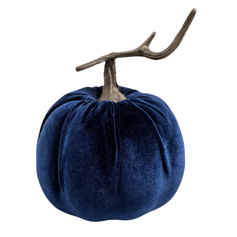 6.5" Velvet Pumpkin Decoration- Royal Blue