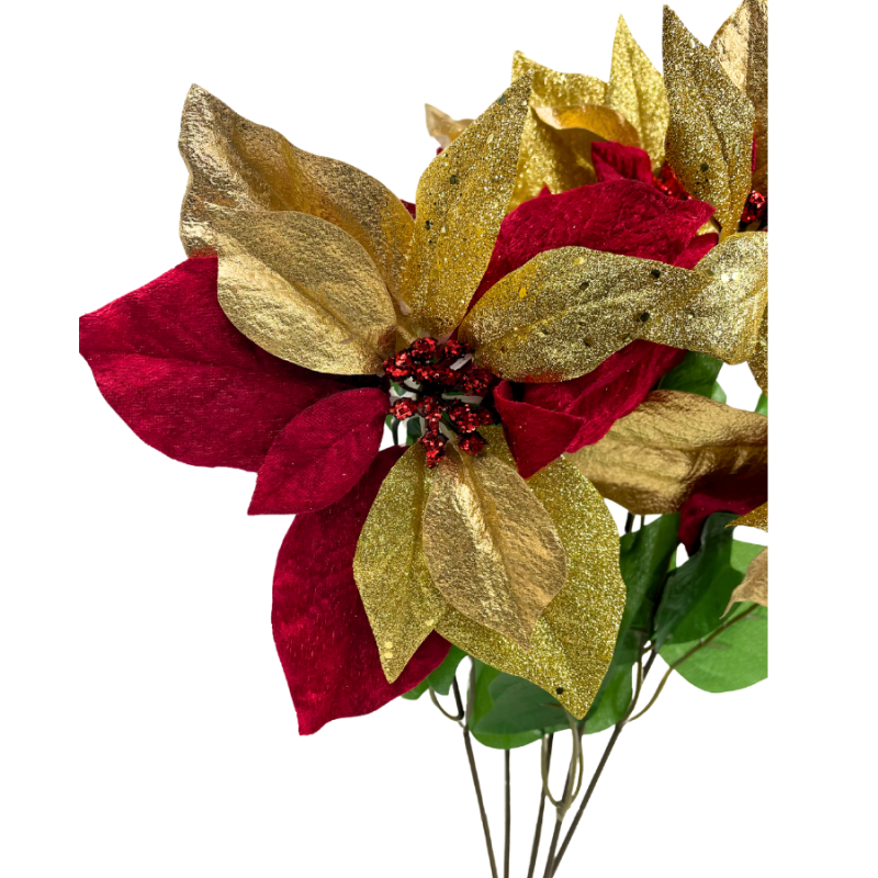 21" Metallic Velvet Poinsettia