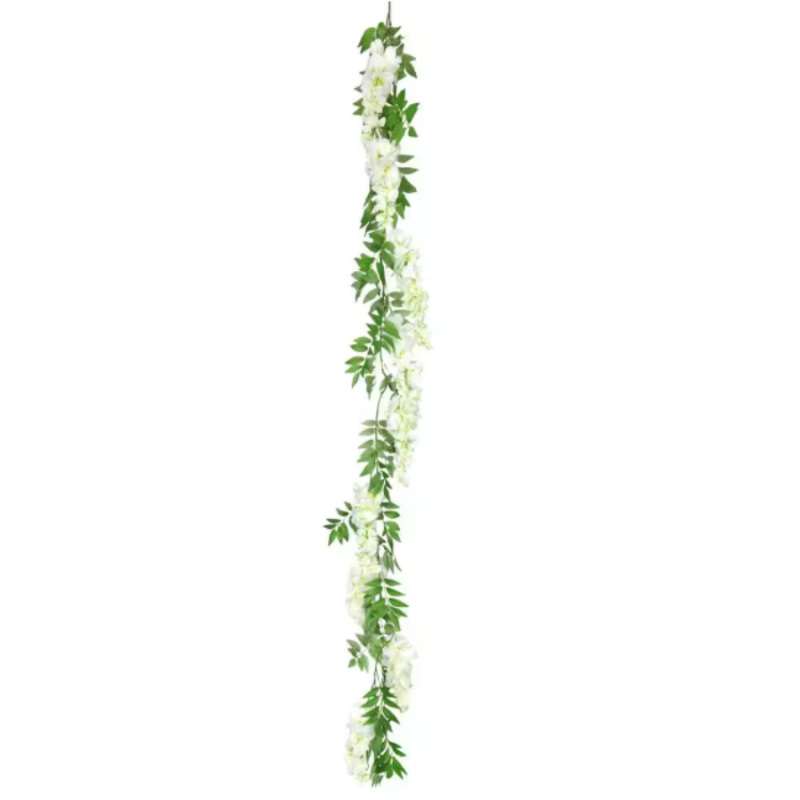 6' White Wisteria Garland