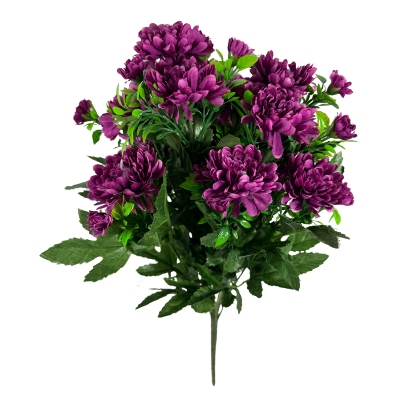 18" Carnation Pom Pom Bush-Purple