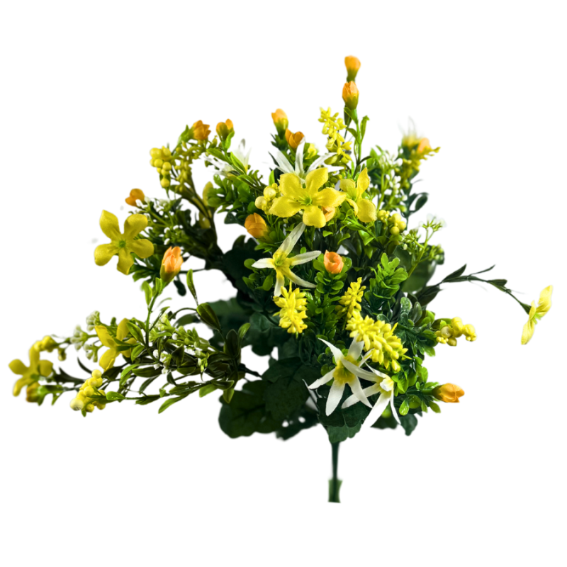 17.5" Lavendar Mini Flowers Bush-Yellow