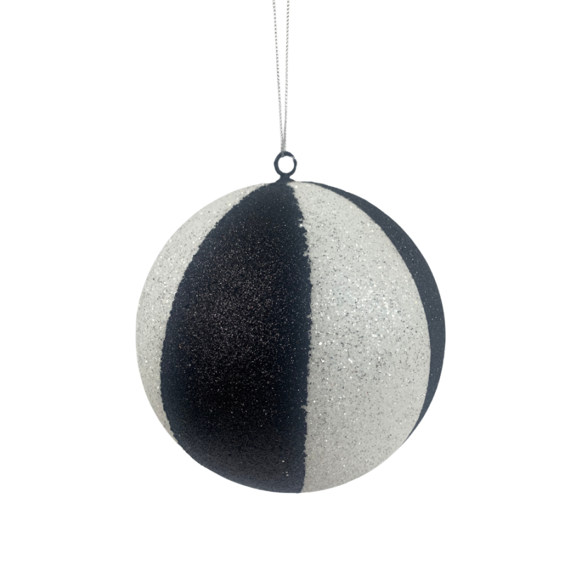 6" Black & White Ball Ornament