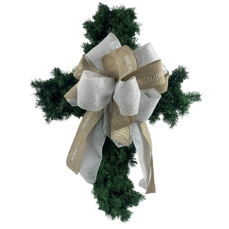 28" Reason for the Season Cross Wreath-Brown