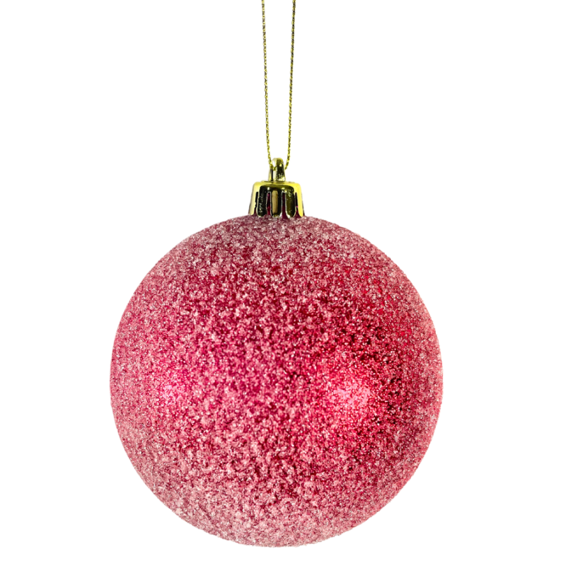 4" Sugar Frosted Ball Ornament - Hot Pink