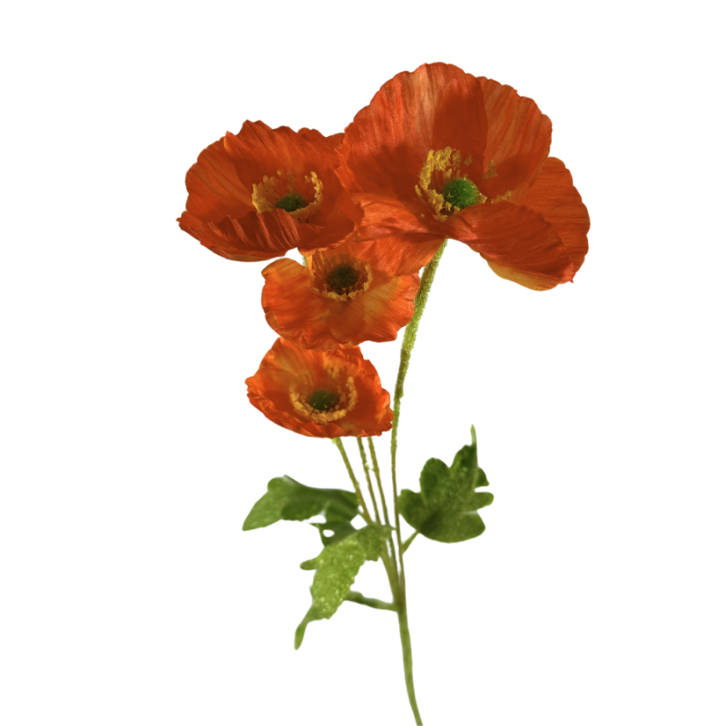 23.5" Flowering Mini Poppy Spray-Orange