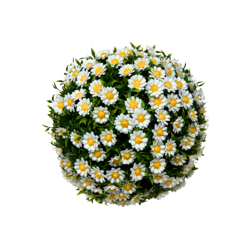 12" Daisy Boxwood Topiary Ball