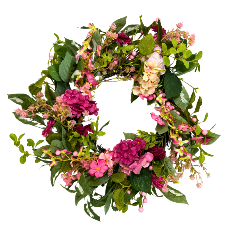 22" Bright Pink Hydrangea Wreath