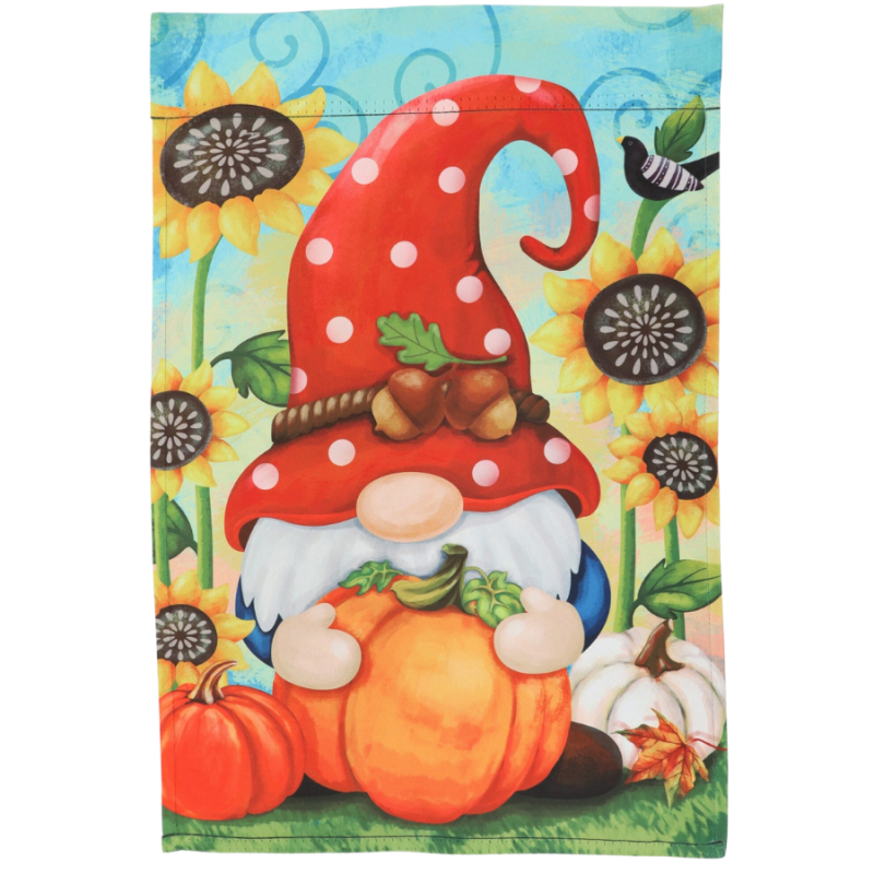 Gnome Pumpkin Garden Flag