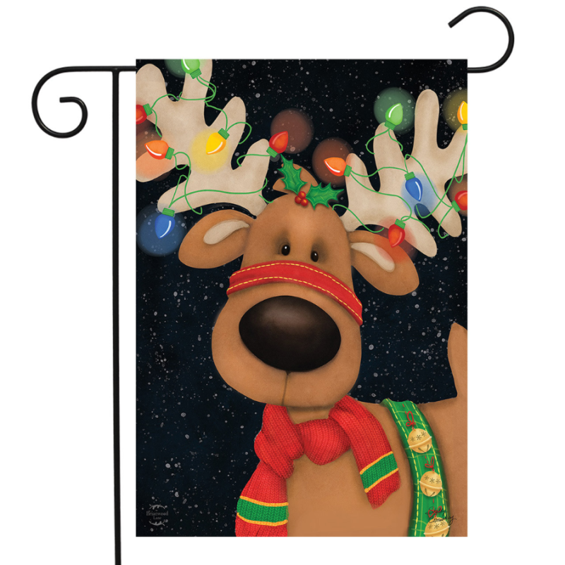 Reindeer In Lights Christmas Garden Flag