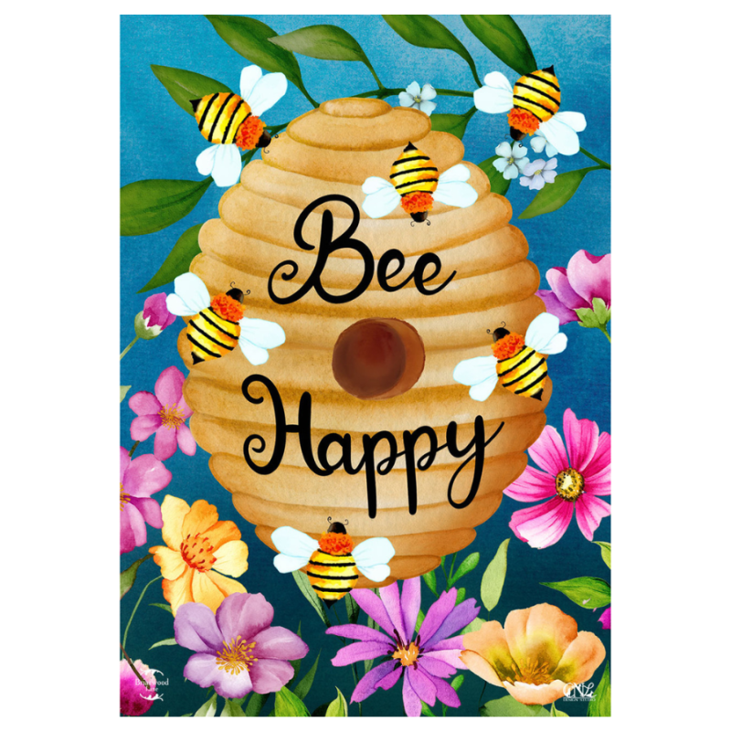 Happy Beehive Double Sided Garden Flag