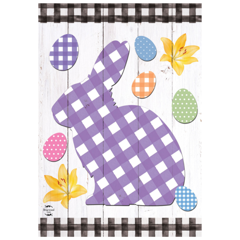 Checkered Spring Bunny Garden Flag