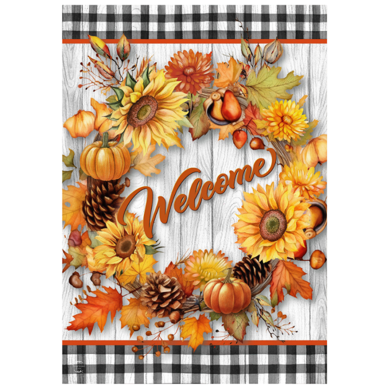 Welcome Fall Wreath Garden Flag