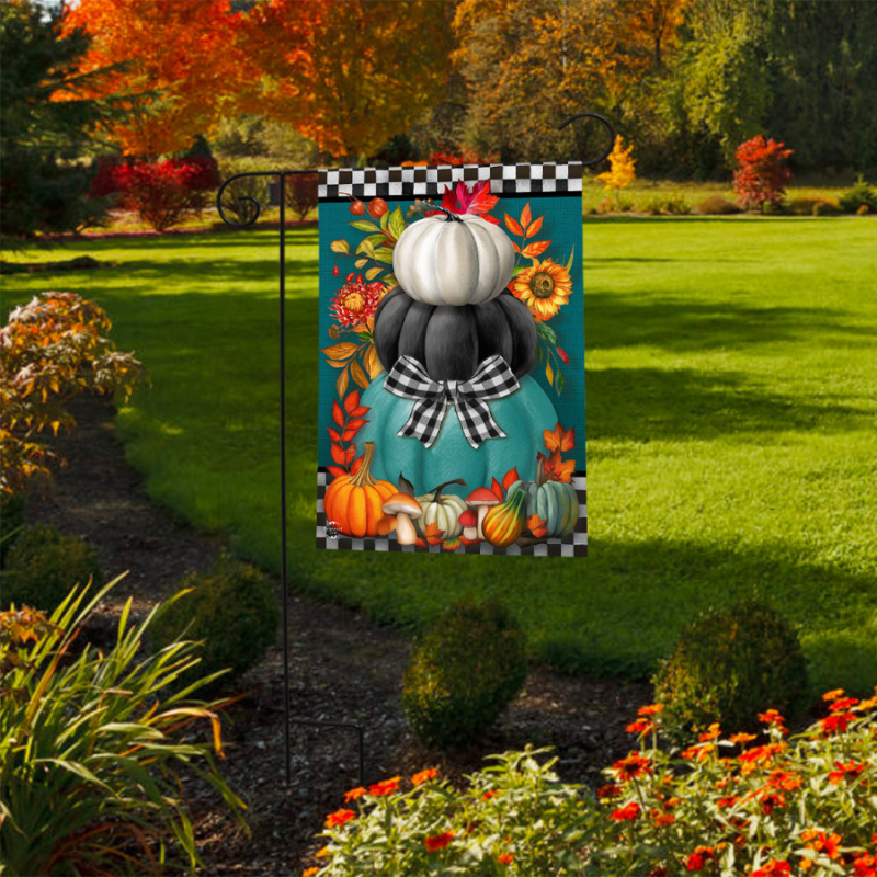 Colorful Pumpkin Stack Garden Flag