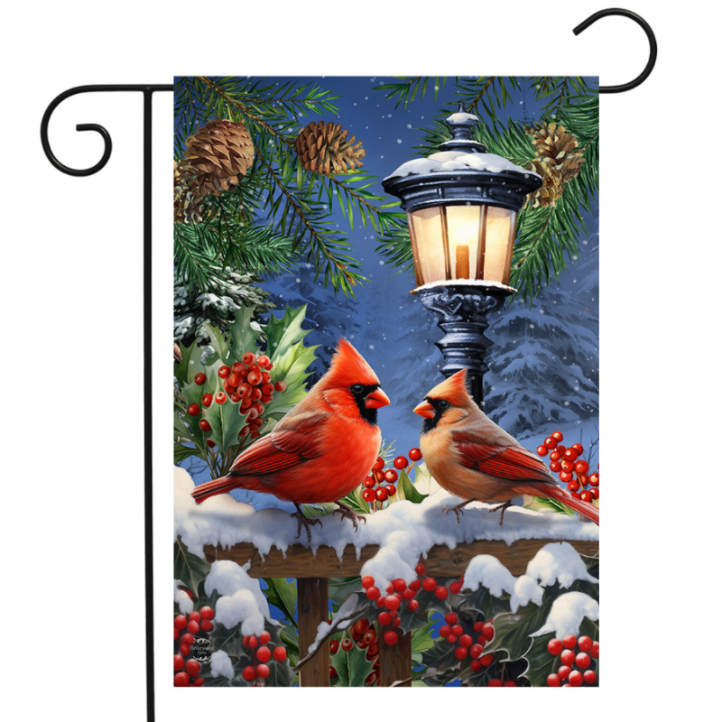 Winter Glow Cardinals Garden Flag