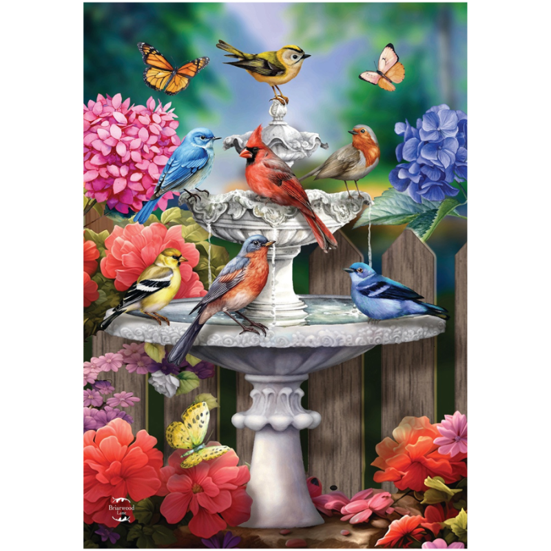 Spring Bath Birds Garden Flag