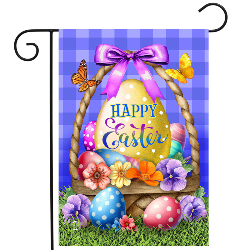 Happy Easter Egg Basket Garden Flag