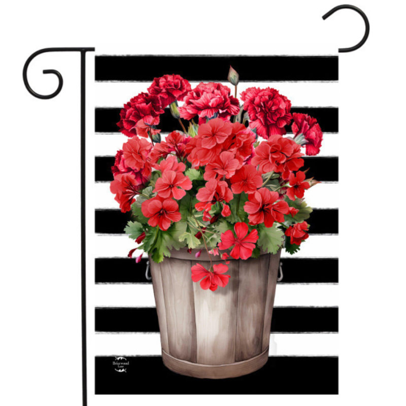 Striped Geraniums Garden Flag