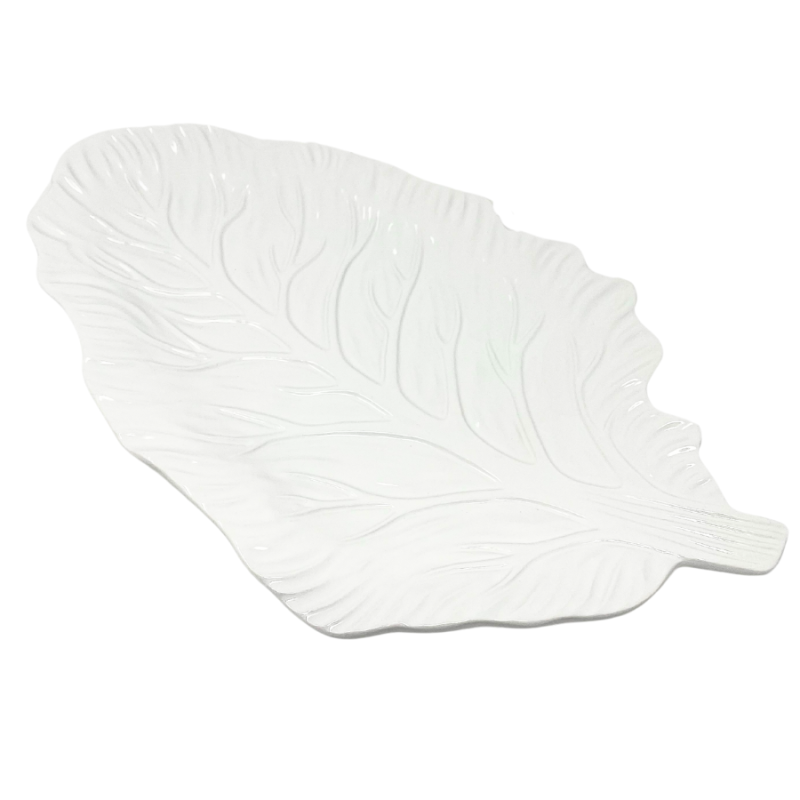 12" White Decorative Leaf Plate