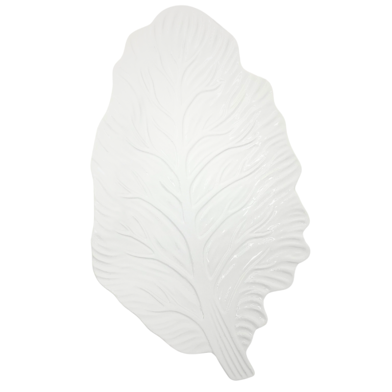 12" White Decorative Leaf Plate