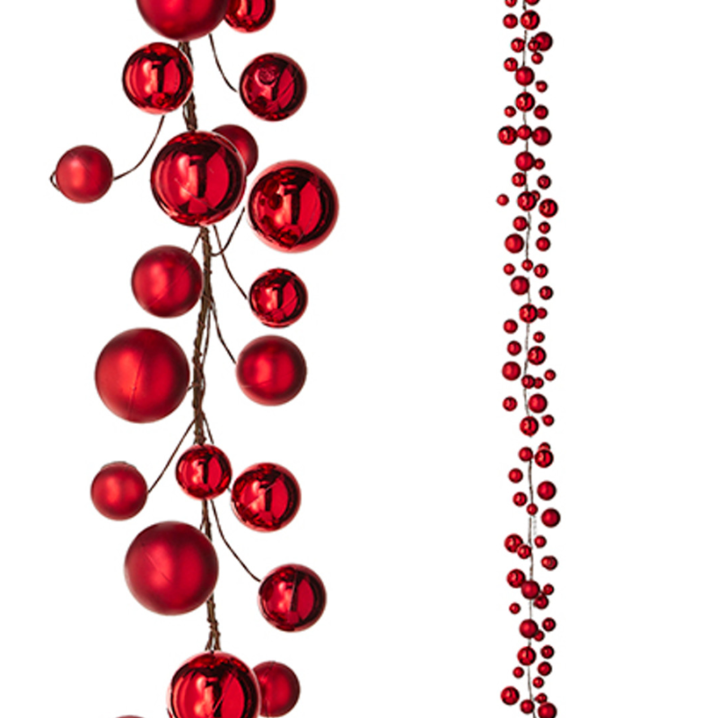 4' Shiny Red Ball Garland