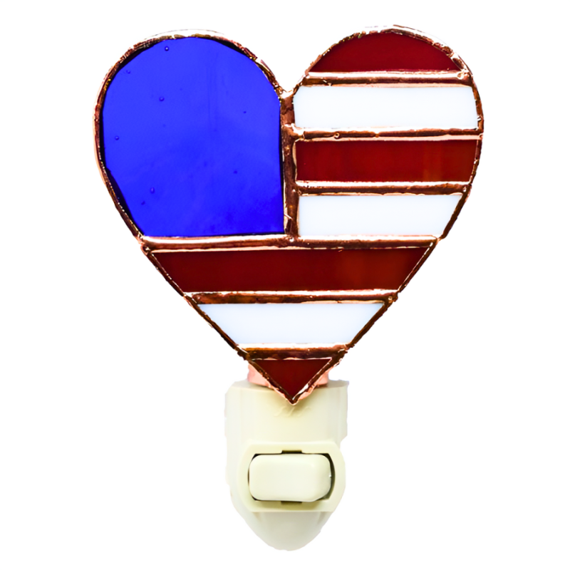 Stained Glass Patriotic Heart Nightlight