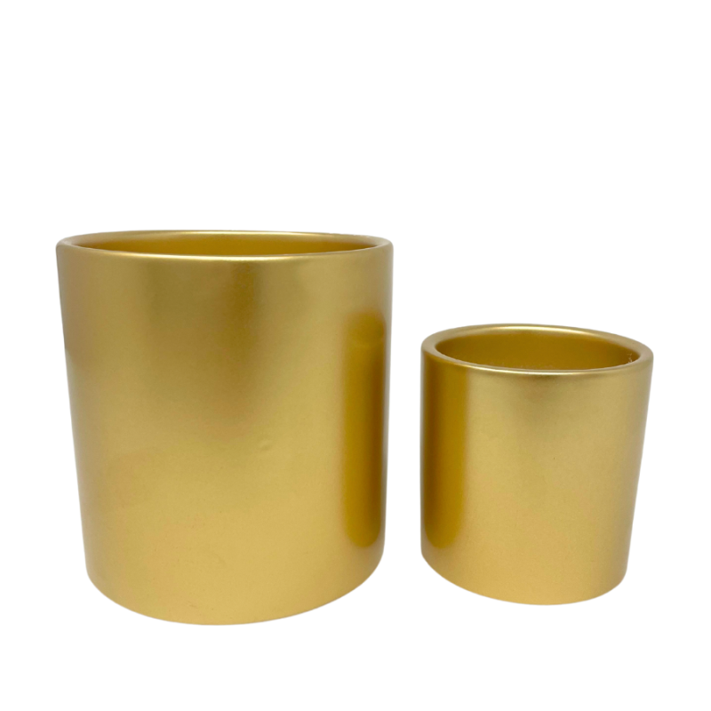 4.5" Gold Cylinder Flower Pot