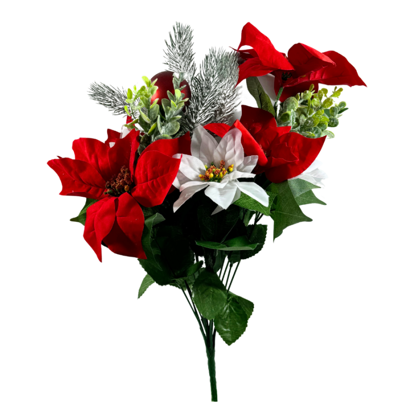 20" Christmas Poinsettia Mixed Bush