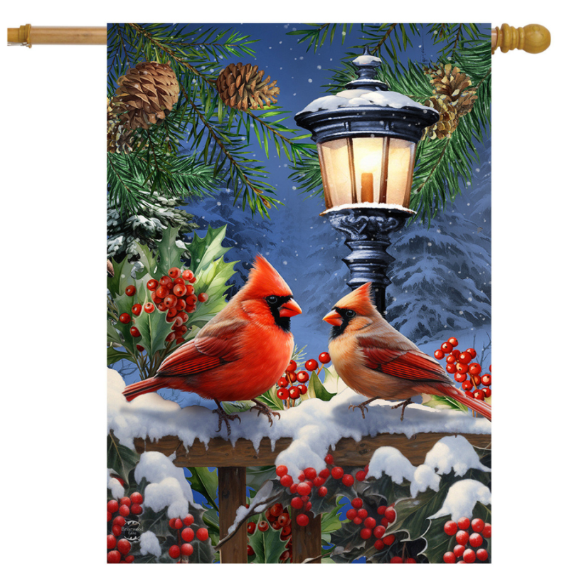 Winter Glow Cardinals House Flag