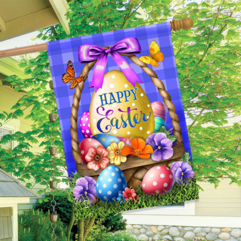 Happy Easter Egg Basket House Flag