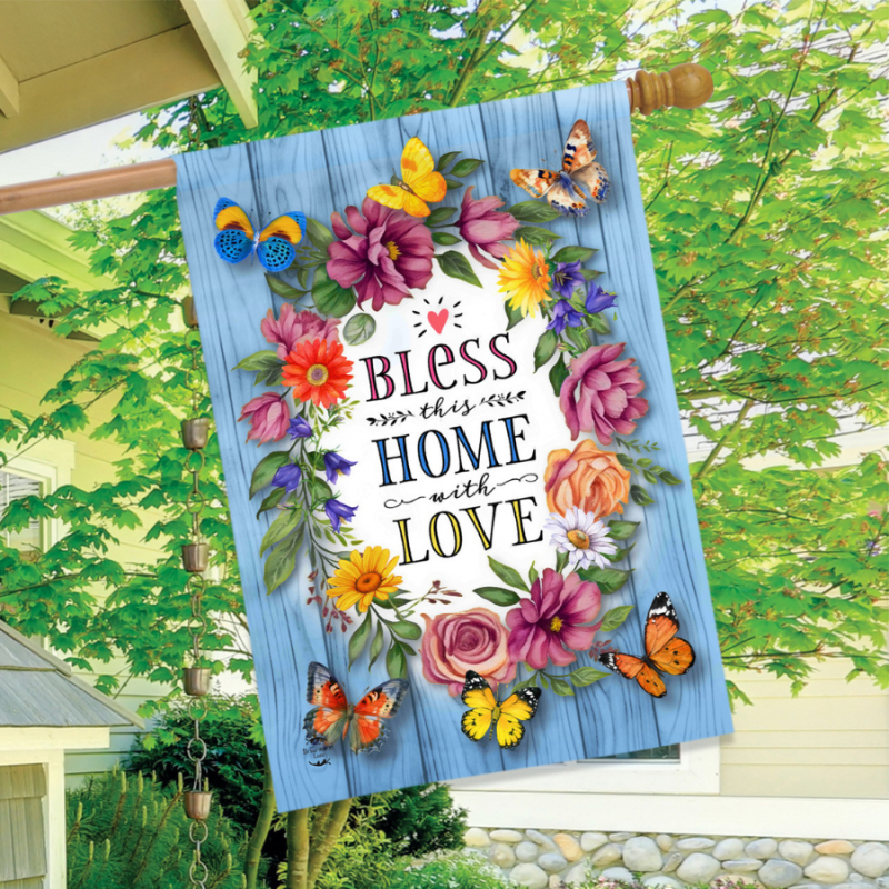 Bless This Home With Love House Flag