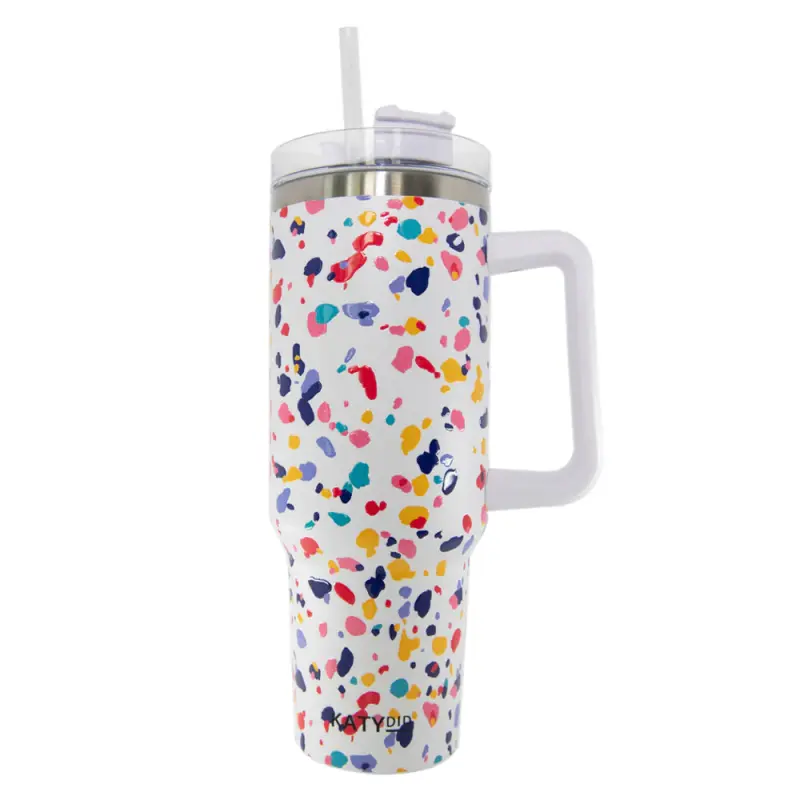 40oz Tumbler Cup with Handle - Confetti Print, Insulated Drinkware/Ice  Trays